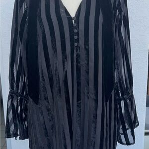 NWOT Black Striped Sheer and Velvet Subtle Stripe Dress